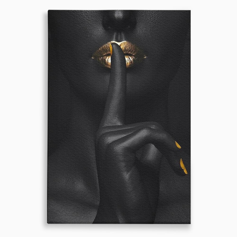Tablou canvas cu tablou canvas cu buze si deget, fara rama, pe sasiu de lemn